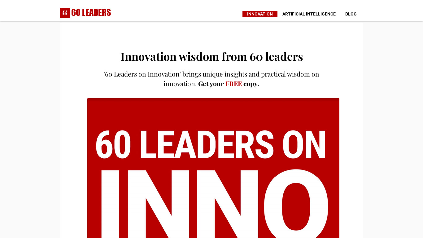 60 Leaders on Innovation Landing page