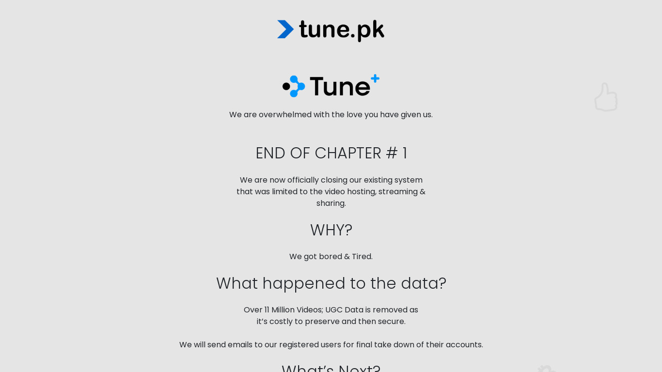 tune.pk Landing page