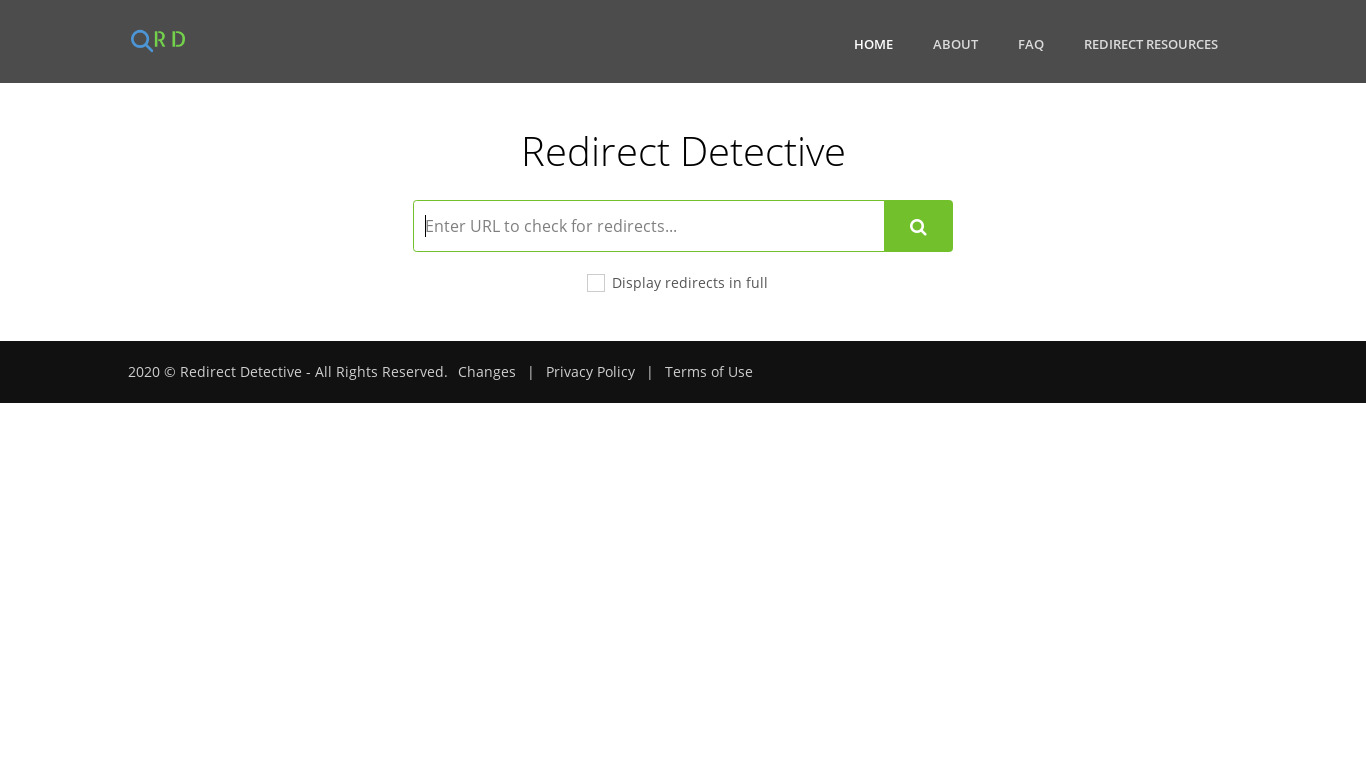 Redirect Detective Landing page