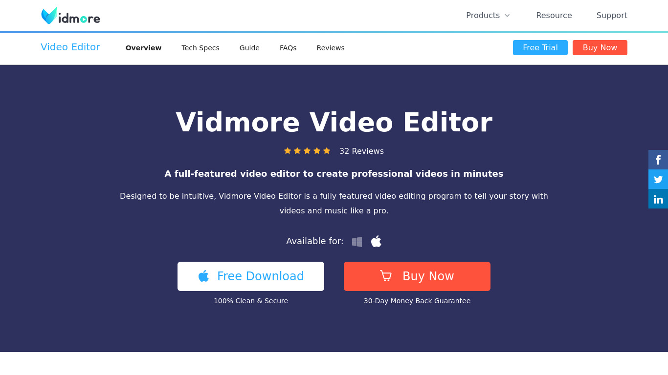 Vidmore Video Editor Landing page