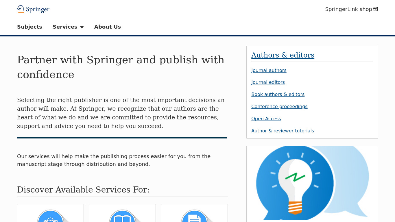 Springer Authors & Editors Landing page