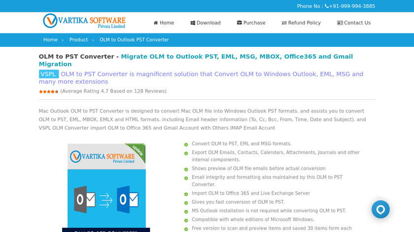 Vartika OLM to PST Converter Landing Page