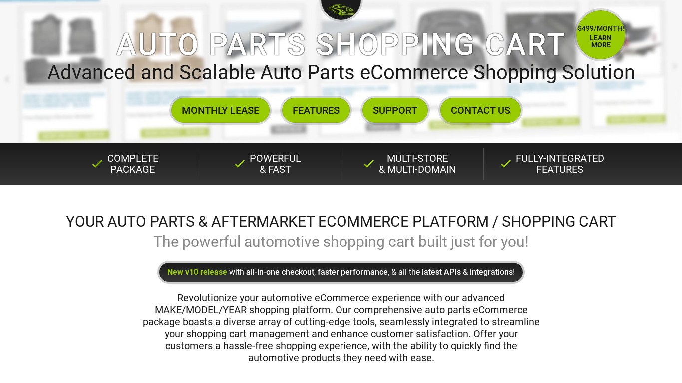 Auto Parts Shopping Cart Landing page