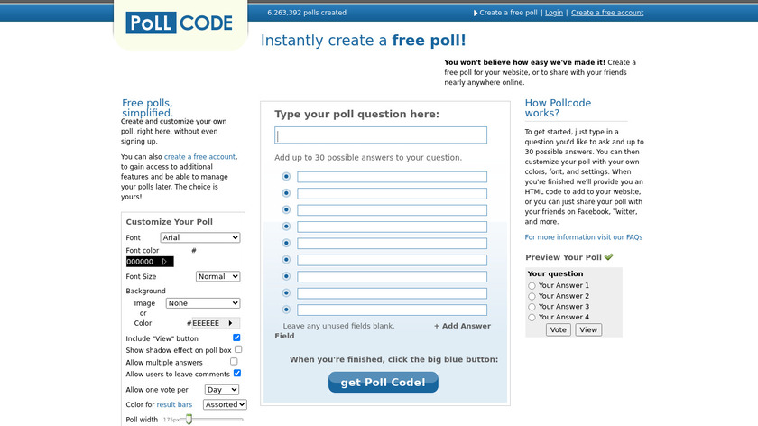 PollCode Landing Page