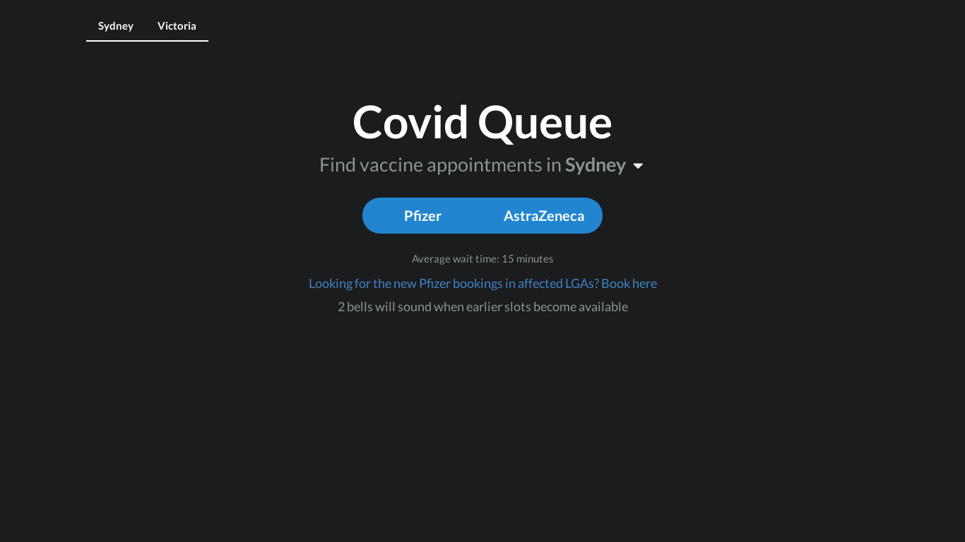 Covid Queue Landing page