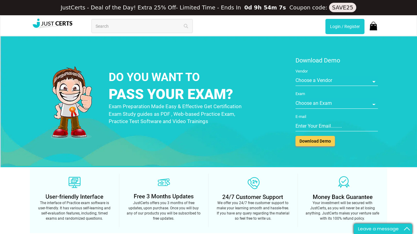 Just Certs Landing page