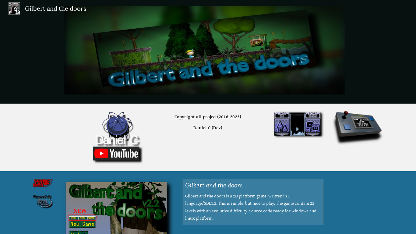 Gilbert and the doors Landing page