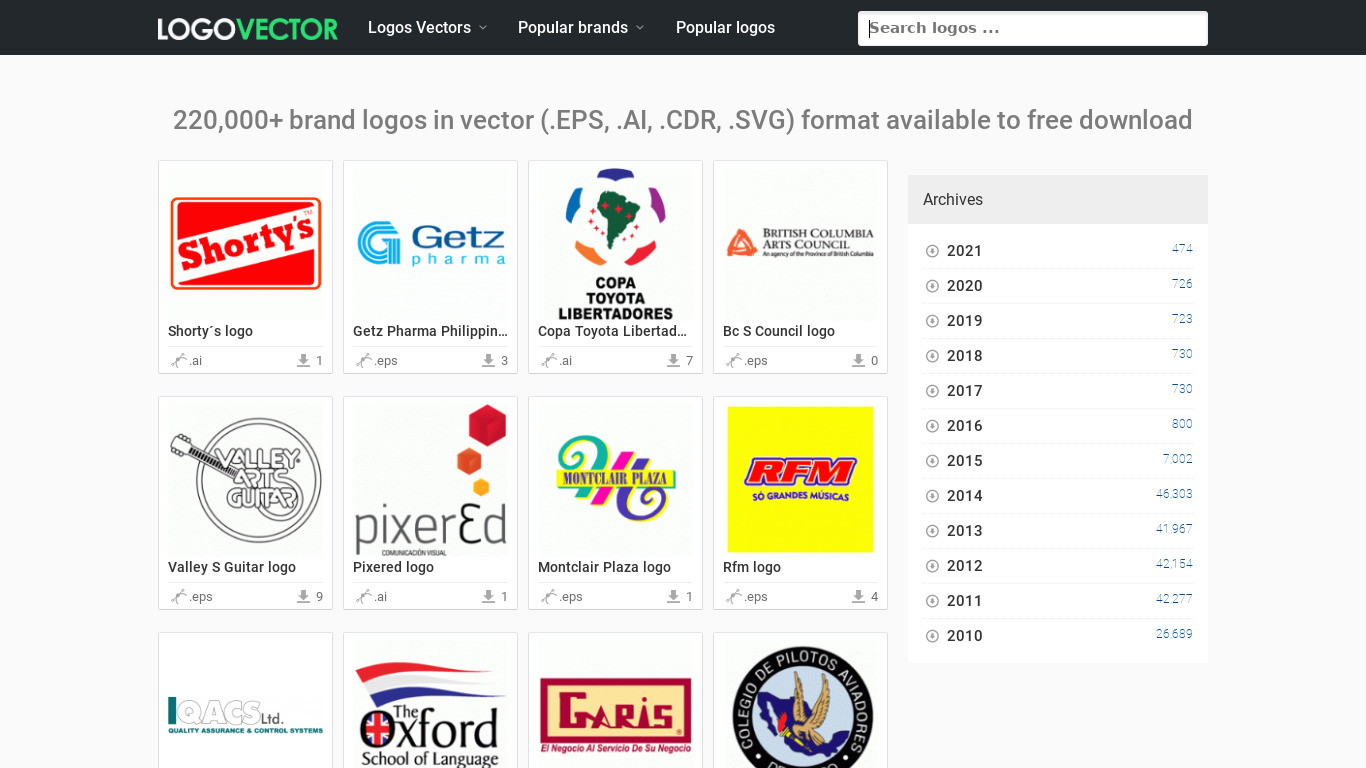 LogoVector Landing page
