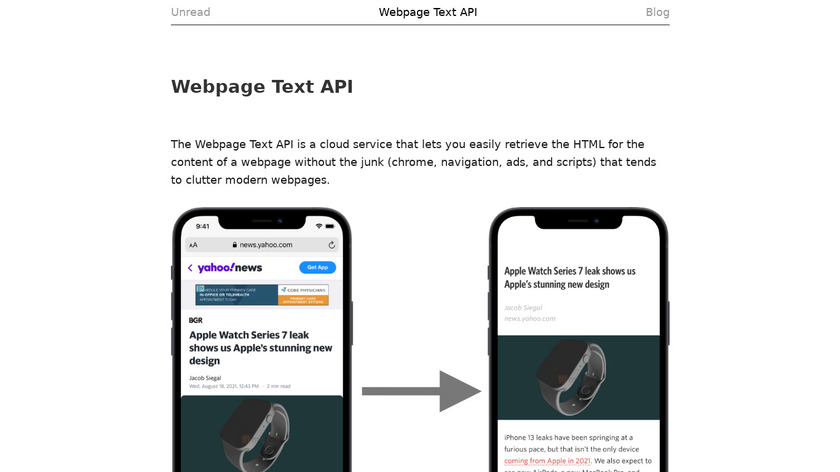 Webpage Text API Landing Page