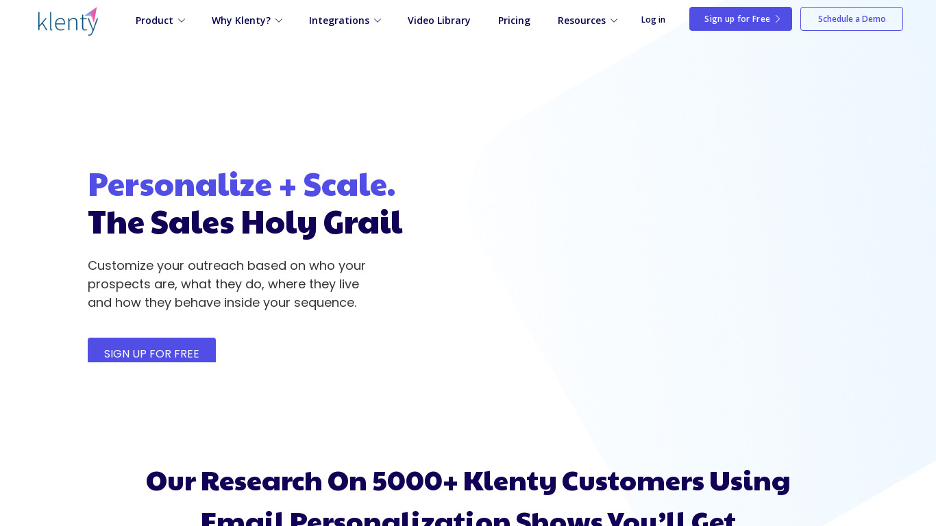 klenty Email Automation and Personalization Landing page