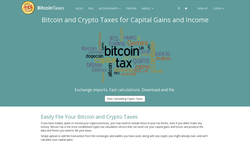 Bitcoin.Tax Landing Page