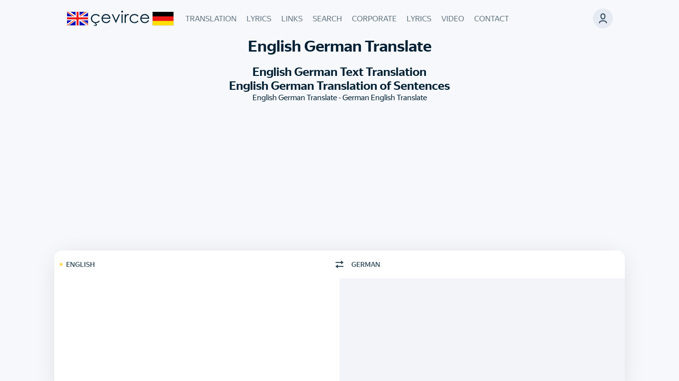 Cevirce Translate Landing page