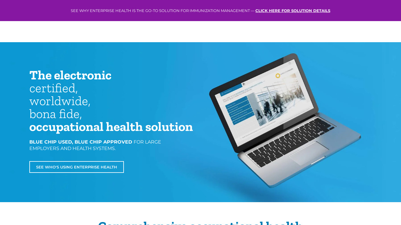 Enterprise Health Landing page