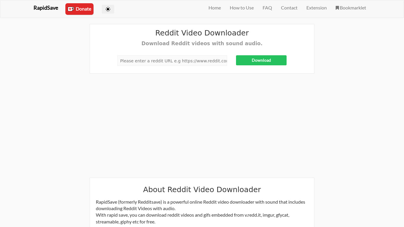 RedditSave Landing page