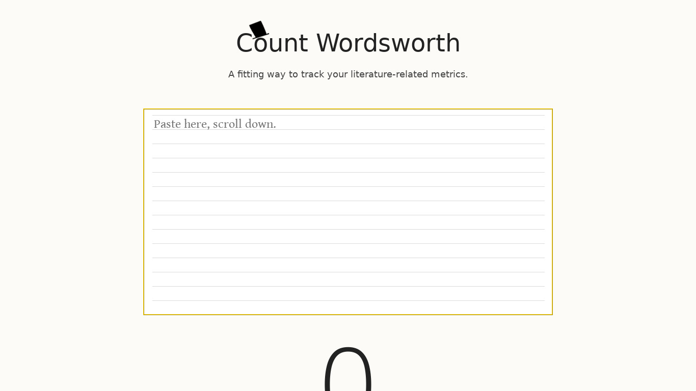 Count Wordsworth Landing page