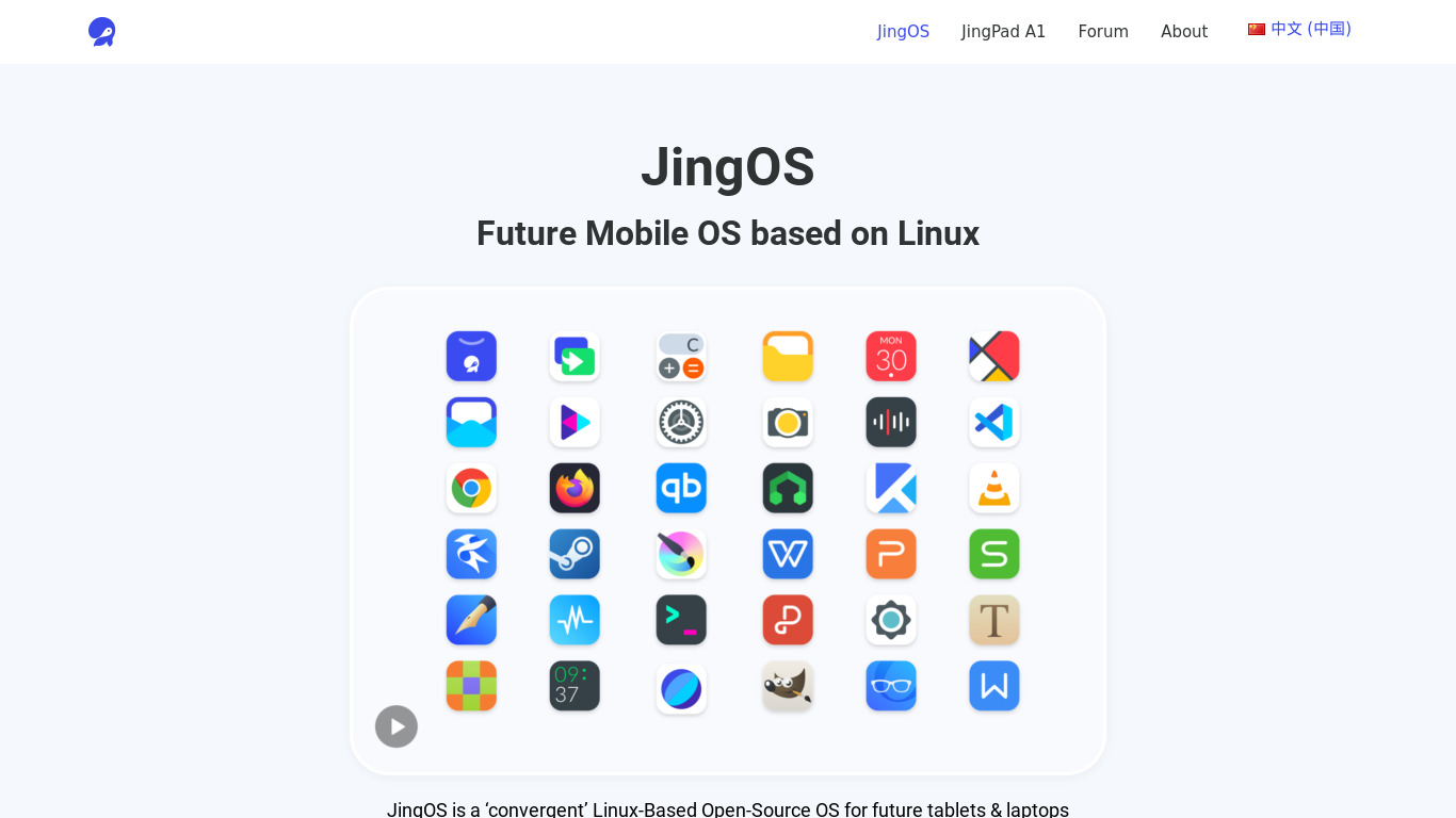 JingOS Landing page