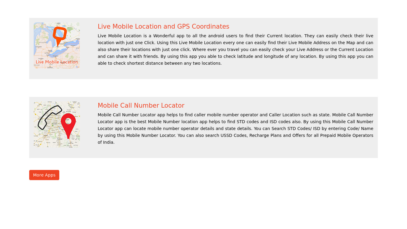 Mobile Call Number Locator Landing page