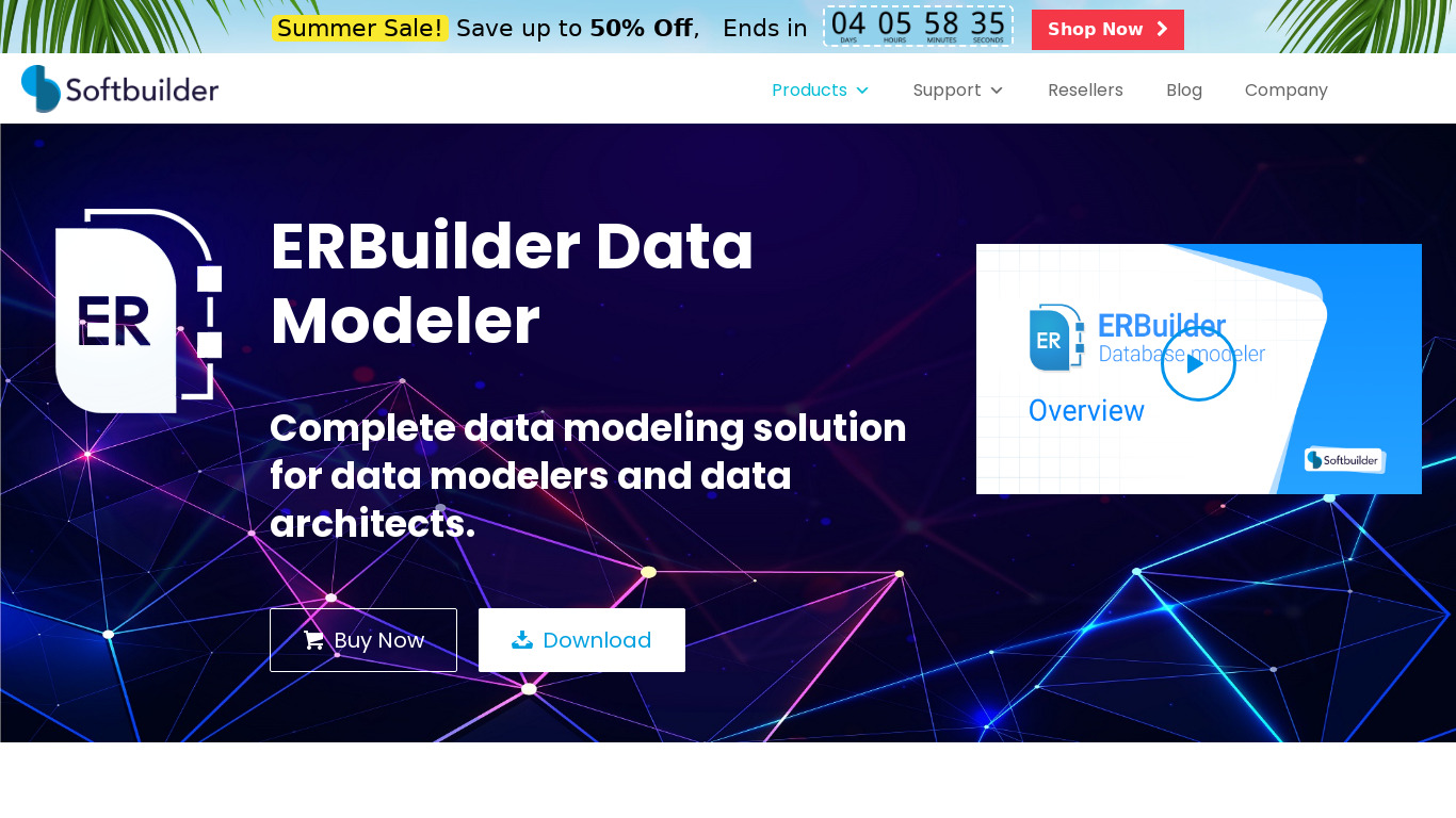 ERBuilder Data Modeler Landing page