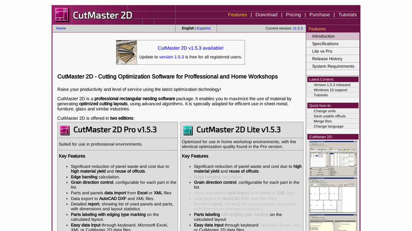 CutMaster 2D Landing Page