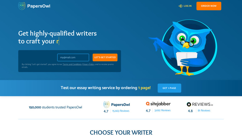 PapersOwl Landing Page