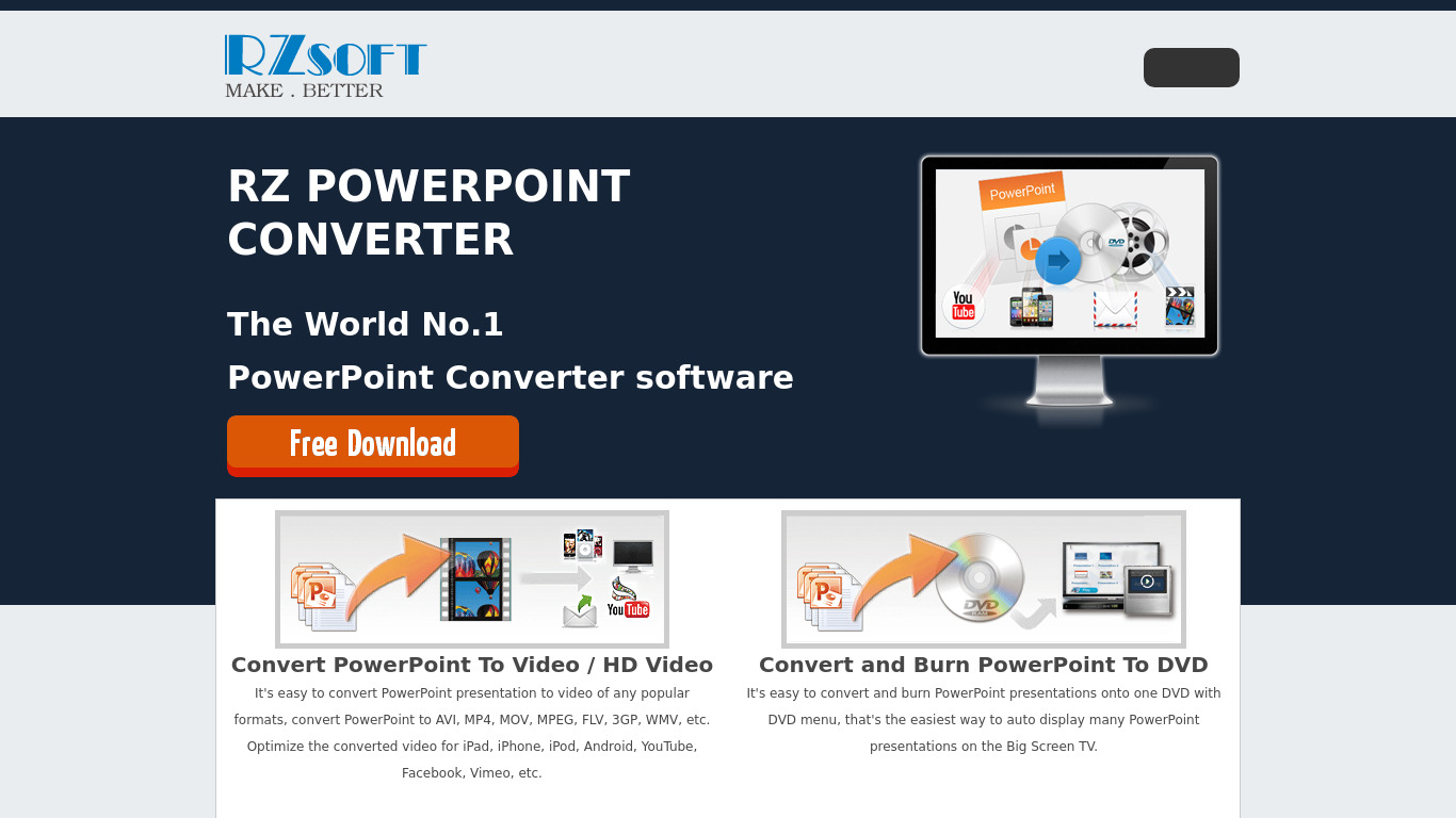 RZ PowerPoint Converter Landing page