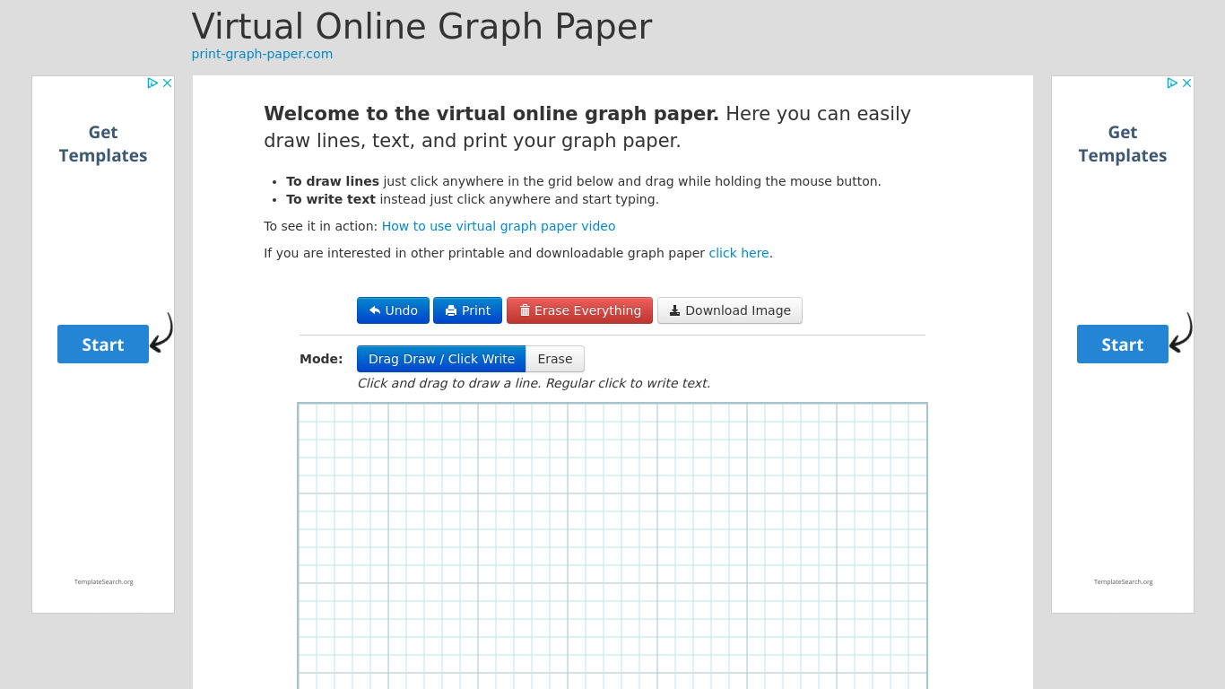 Virtual Online Graph Paper Landing page