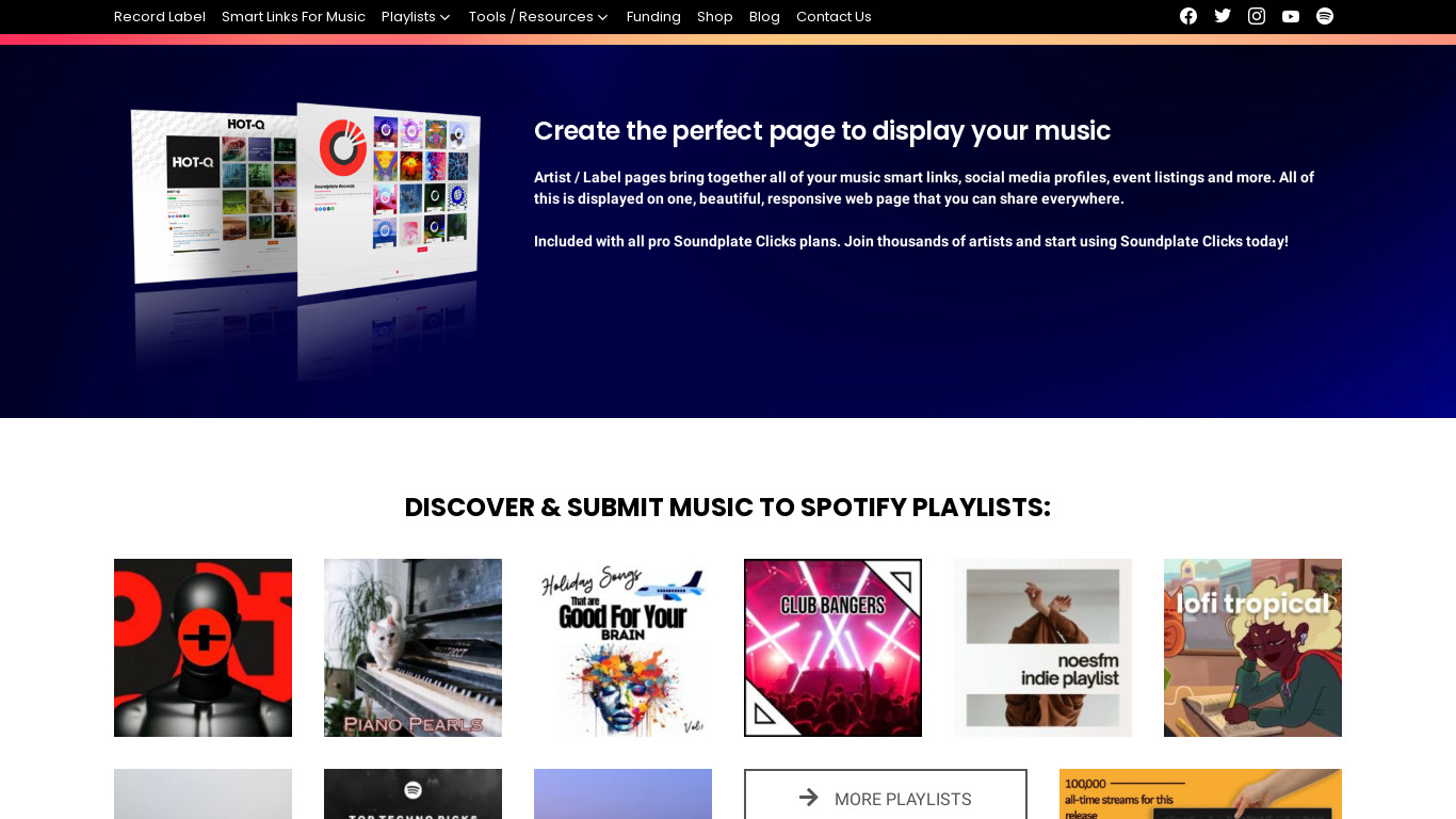 SoundPlate Landing page