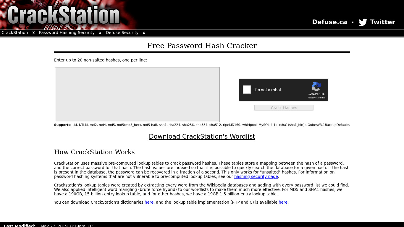 CrackStation Landing page
