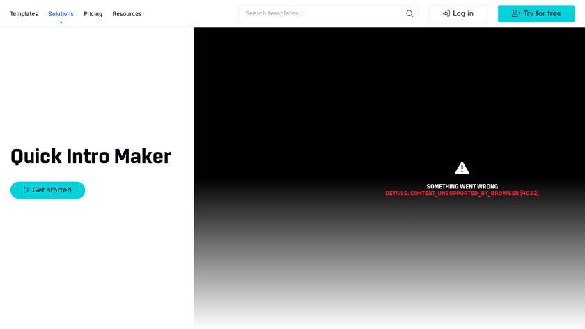 Videobolt Quick Intro Maker Landing Page