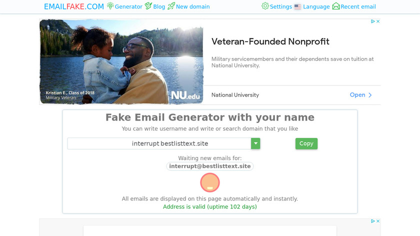 Fake Email Generator Landing Page