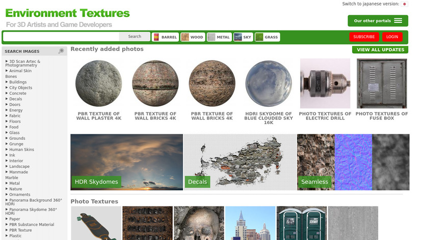 Environment Textures Landing Page