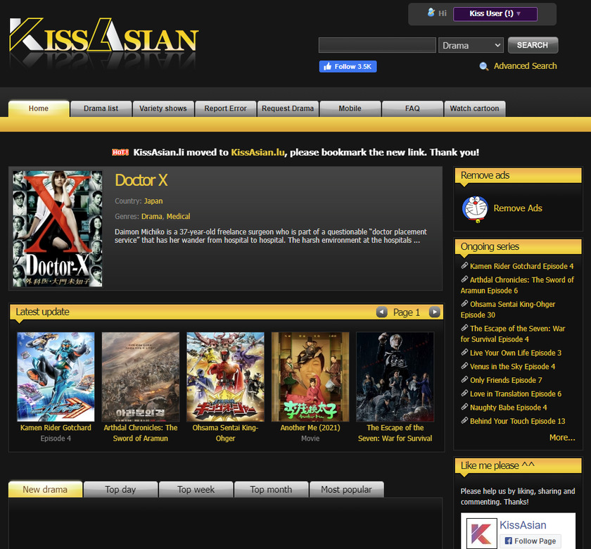 KissAsian Landing Page