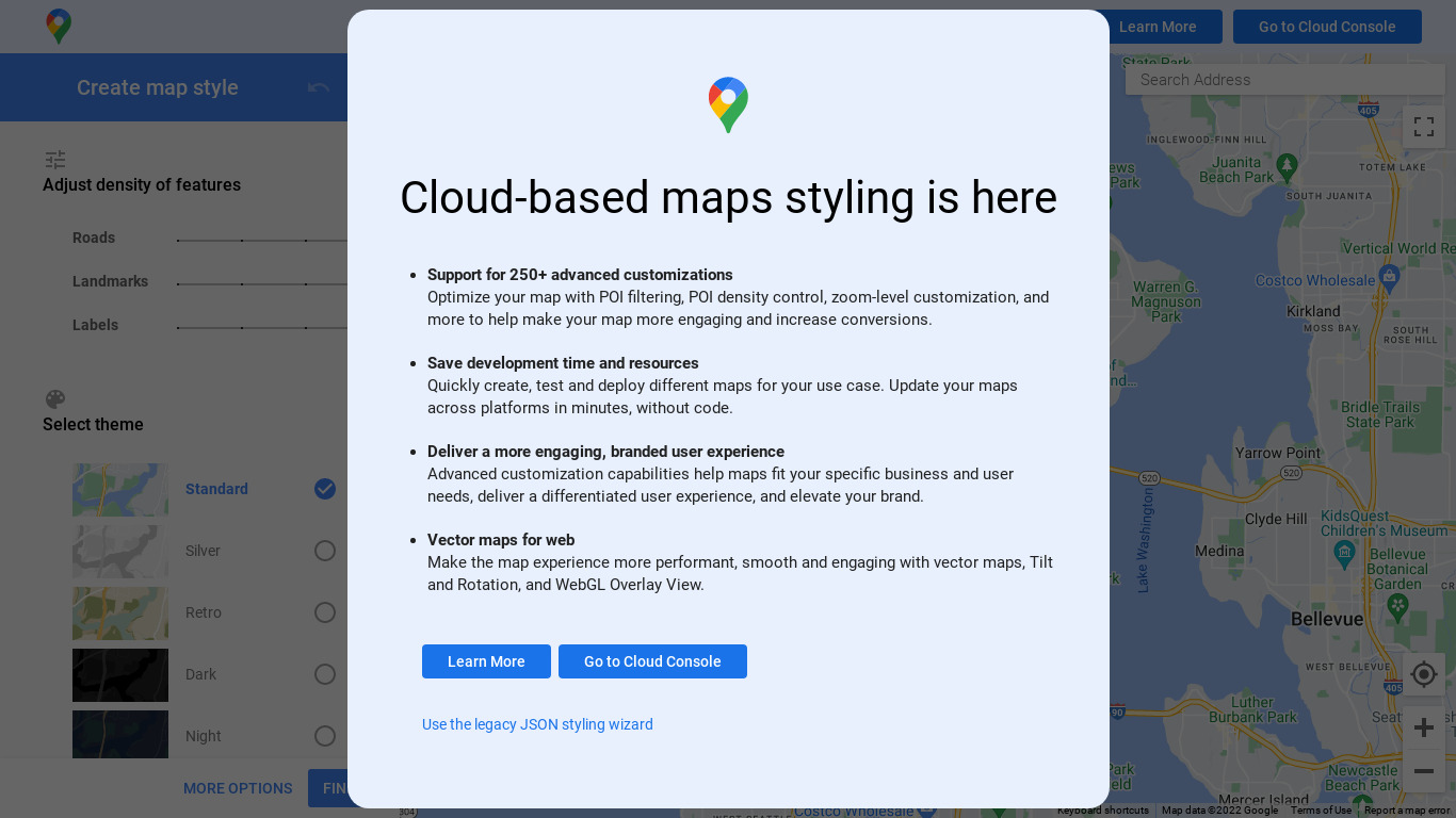 MapStyle Landing page