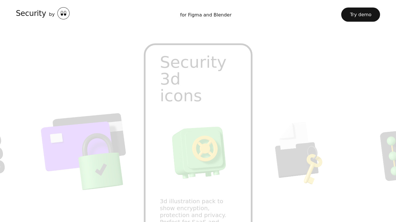 Security 3D Icons Landing page