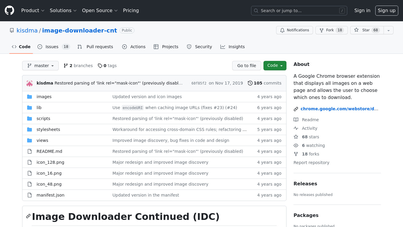 Image Downloader Continued Landing page