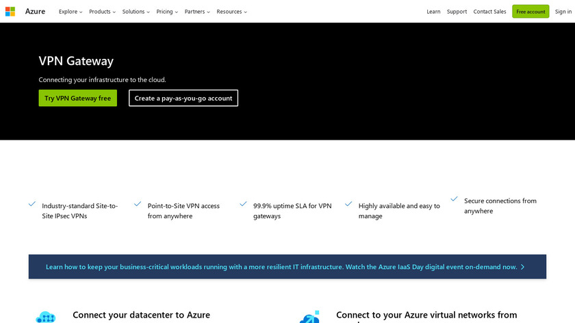 Azure VPN Gateway Landing Page