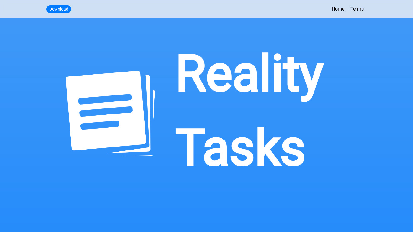 Reality Tasks Landing page