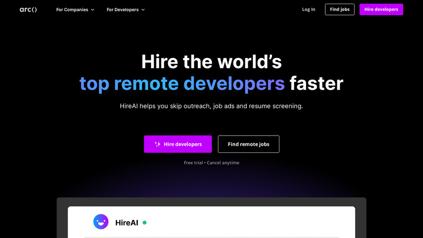 Arc.dev Landing Page