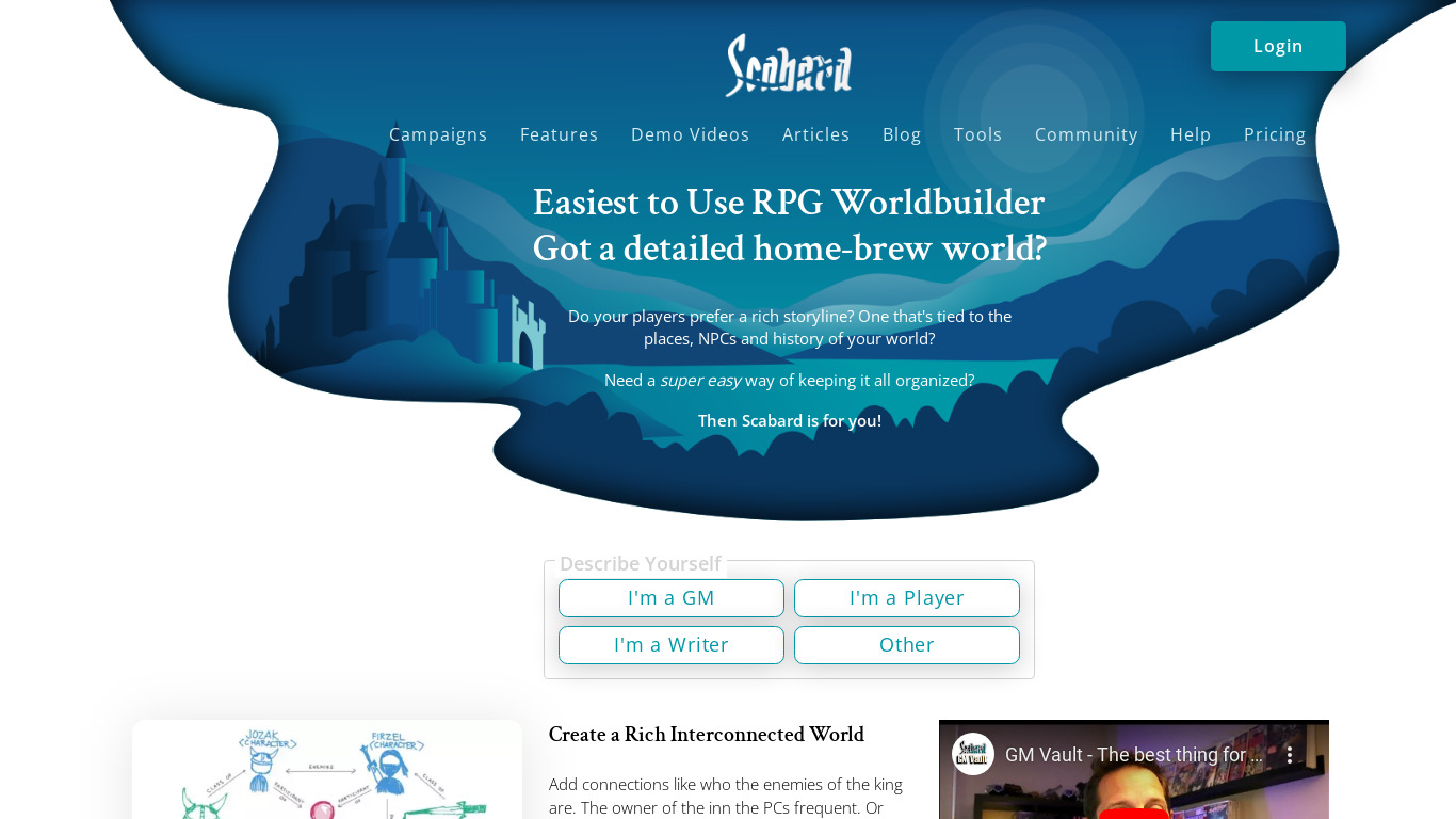 Scabard Landing page