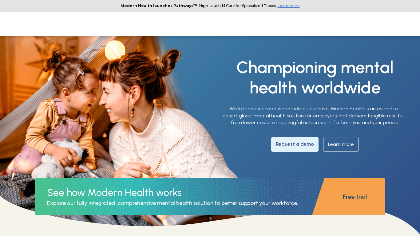 Modern Health Landing page