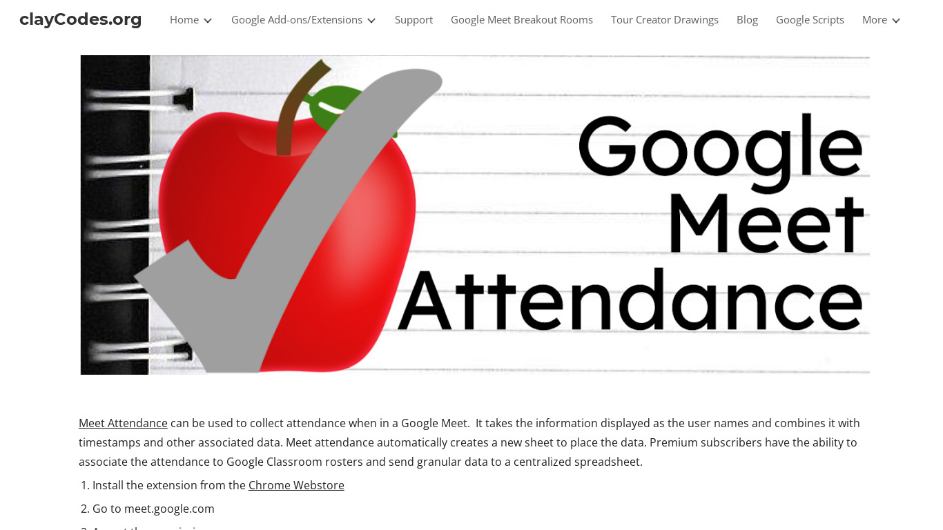 Meet Attendance Landing page