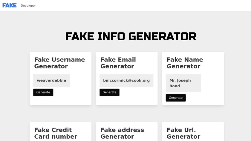Fake Info Generator Landing Page