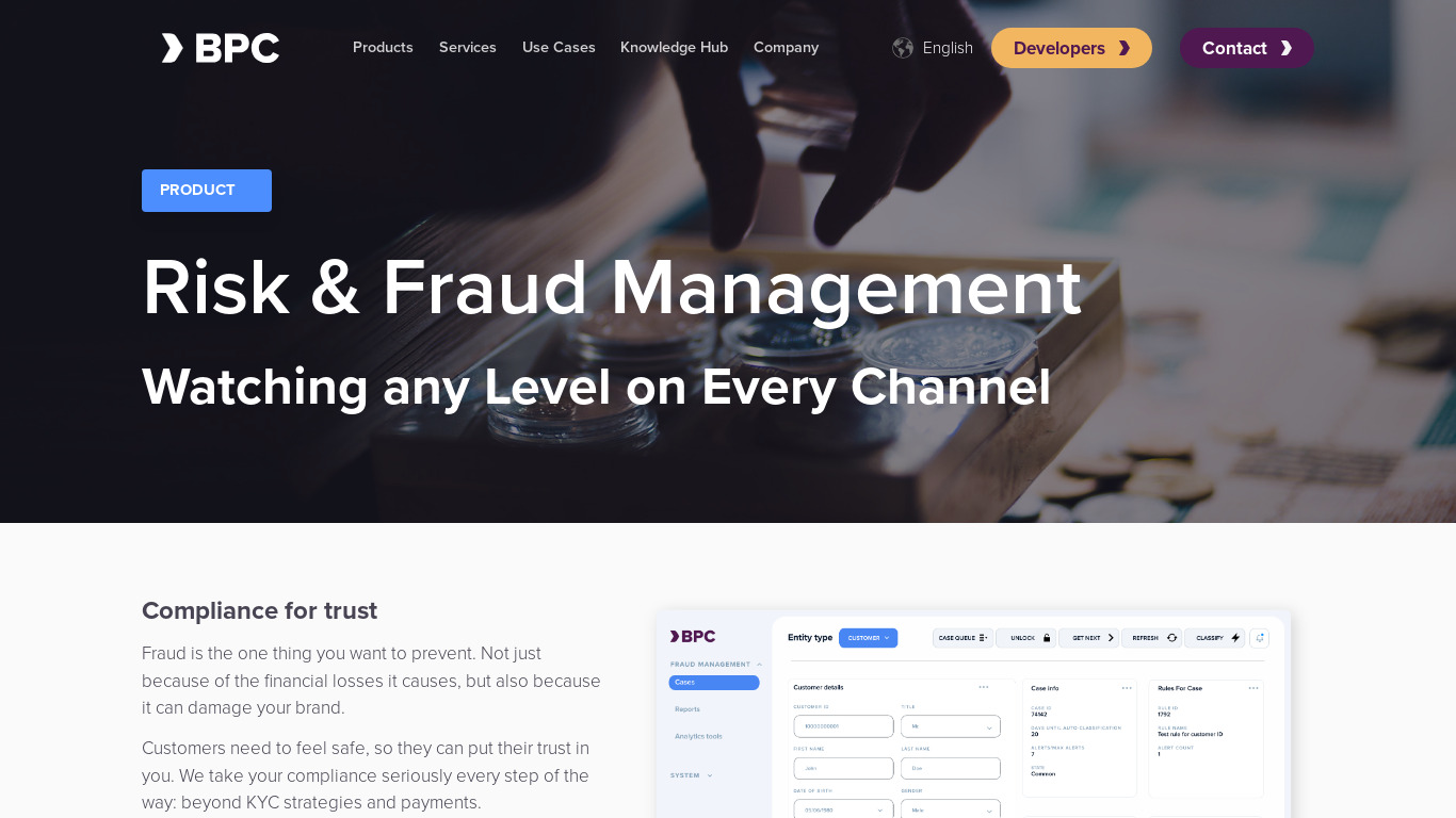 bpc Fraud Risk Management Landing page