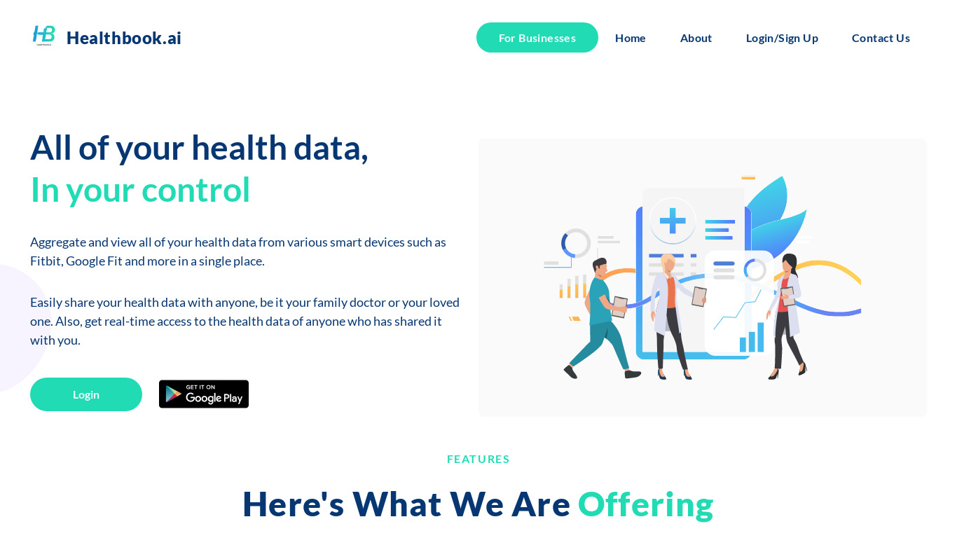 Healthbook.ai Landing page