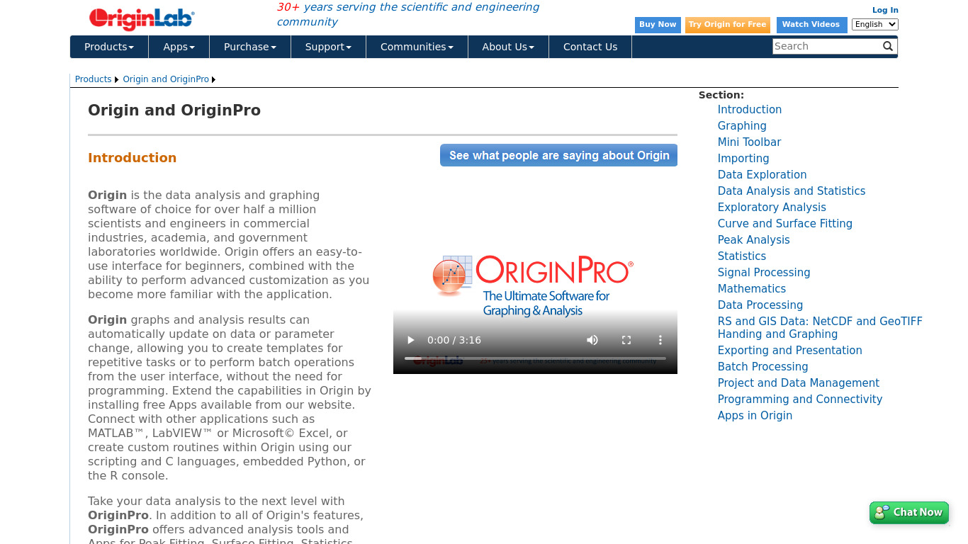 OriginPro Landing page