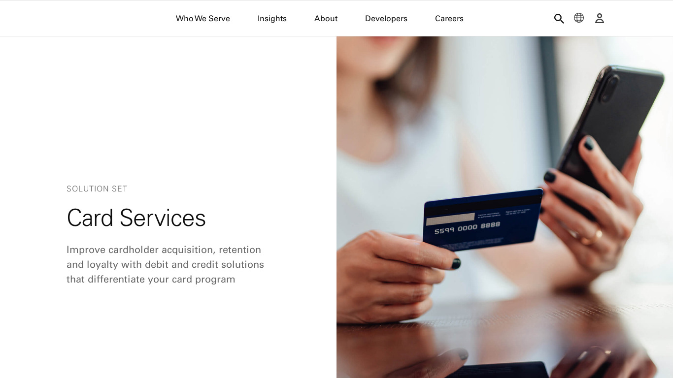 Fiserv Card Solutions Landing page