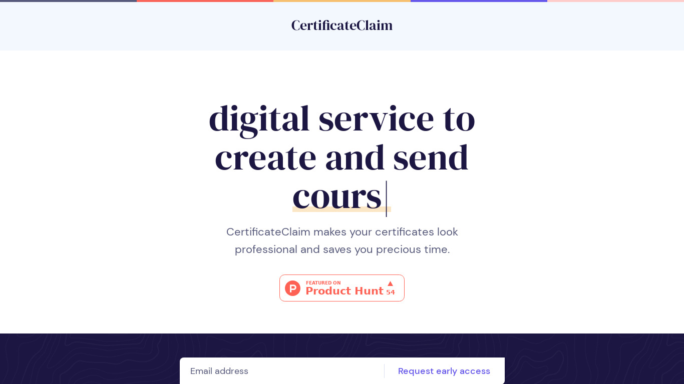 CertificateClaim Landing page