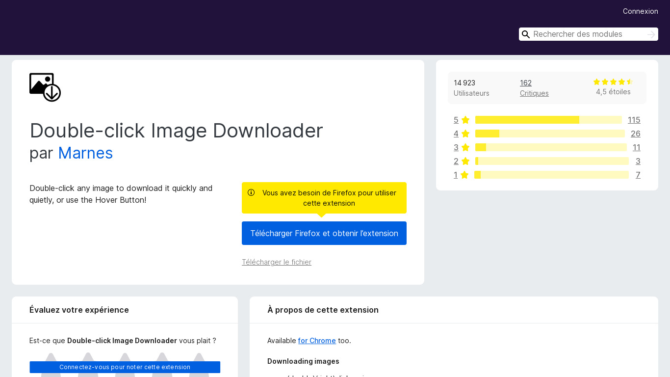 Double-click Image Downloader Landing page