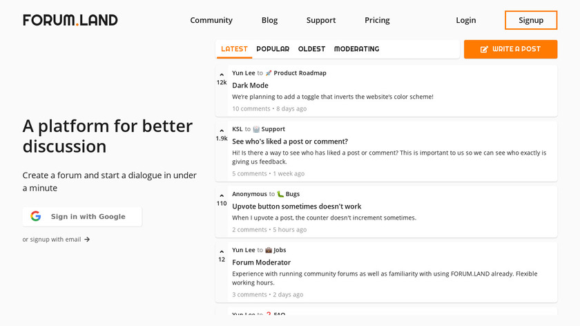FORUM.LAND Landing Page