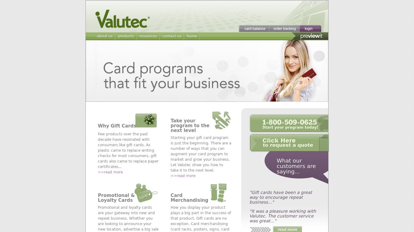 Valutec Landing page